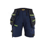 STRIKER Women's Craftsman Shorts with Stretch - Dark navy blue/Hi-vis yellow - 10R