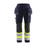 Women's Multinorm inherent Work Trousers with Stretch - Navy blue/Hi-vis yellow - 10R