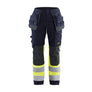 Women's Multinorm inherent Work Trousers with Stretch - Navy blue/Hi-vis yellow - 10R