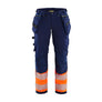 Women's hi-vis trouser with 4-way-stretch - Navy blue/Orange - 10R