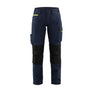 Women's service Work Trousers with stretch - Dark navy blue/Hi-vis yellow - 10R