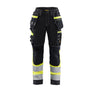 Women's Hi-vis Work Trousers with Stretch - Black/Hi-vis yellow - 10R