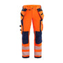 Women's Hi-Vis Work Trousers with 4-way-stretch - Orange/Navy blue - 10R