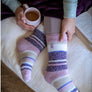 Ladies Winter Varied Stripe Patterned Thermal Socks for Winter