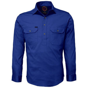 Cobalt Blue Long Sleeved Closed Australian Work Shirt