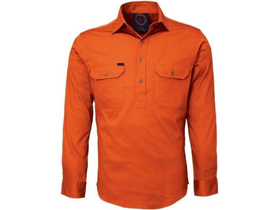 Orange Long Sleeved Closed Australian Work Shirt