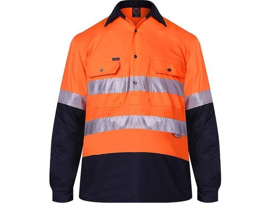 Cotton Closed Front Long Sleeved Work Shirt with 3M tape (Non ISO 20471) - RM107VCFR