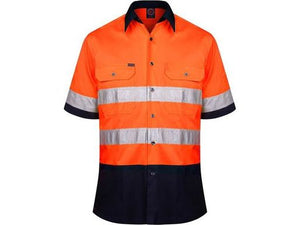 Cotton Open Front Short Sleeved Work Shirt with 3M Tape (Non ISO 20471) - RM107V2RS