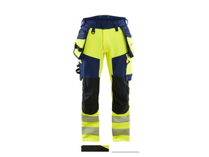 Hi-Vis Work Trousers 4-way stretch - Hi-vis yellow/navy blue - 30R