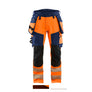 Hi-Vis Work Trousers 4-way stretch - Orange/Navy blue - 30R