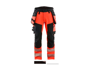 Hi-Vis Work Trousers 4-way stretch - Red hi-vis/black - 30R