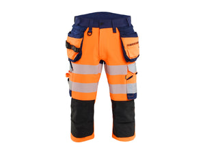 Hi-vis Pirate Work Trousers 4-way Stretch - Orange/Navy blue - 30R