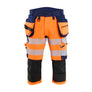 Hi-vis Pirate Work Trousers 4-way Stretch - Orange/Navy blue - 30R