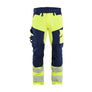 Hi-Vis Work Trousers 4-Way Stretch - Hi-vis yellow/navy blue - 30L