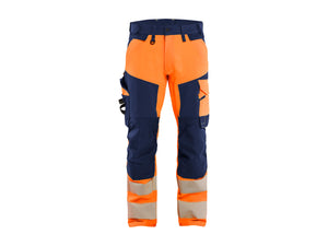 Hi-Vis Work Trousers 4-Way Stretch - Orange/Navy blue - 30L