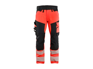 Hi-Vis Work Trousers 4-Way Stretch - Red hi-vis/black - 30L