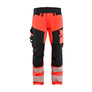 Hi-Vis Work Trousers 4-Way Stretch - Red hi-vis/black - 30L