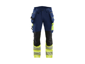 Hi-Vis Work Trousers 4-way stretch - Navy blue/Hi-vis yellow - 30R