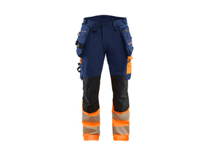 Hi-Vis Work Trousers 4-way stretch - Navy blue/Orange - 30R