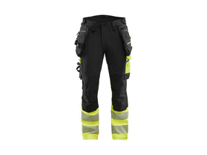 Hi-Vis Work Trousers 4-way stretch - Black/Hi-vis yellow - 30R