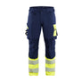 Hi-Vis Work Trousers 4-Way Stretch - Navy blue/Hi-vis yellow - 30L