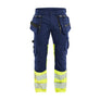 Hi-vis Work Trousers Stretch - Navy blue/Hi-vis yellow - 30L