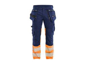 Hi-vis Work Trousers Stretch - Navy blue/Orange - 30L