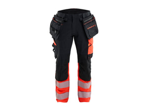 Blåkläder ToolRig™ Hi-Vis Work Trousers 4-Way Stretch - Black/Red hi-vis - 30S