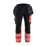 Blåkläder ToolRig™ Hi-Vis Work Trousers 4-Way Stretch - Black/Red hi-vis - 30S