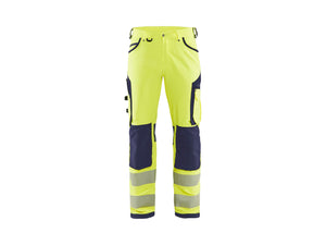 Hi-Vis Work Trousers 4-way stretch - Hi-vis yellow/navy blue - 30L