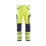 Hi-Vis Work Trousers 4-way stretch - Hi-vis yellow/navy blue - 30L