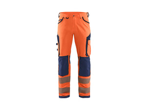 Hi-Vis Work Trousers 4-way stretch - Orange/Navy blue - 30L