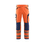 Hi-Vis Work Trousers 4-way stretch - Orange/Navy blue - 30L