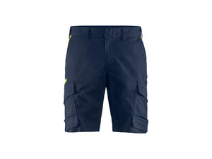 Industry shorts stretch - Dark navy blue/Hi-vis yellow - 30R