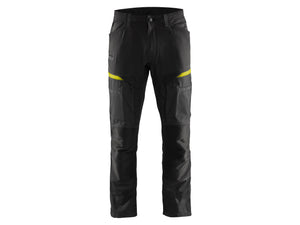 Service Work Trousers with stretch - Black/Hi-vis yellow - 30R