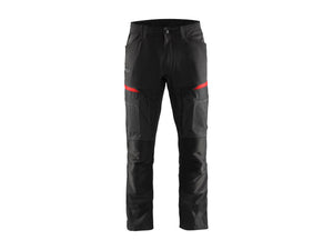 Service Work Trousers with stretch - Black/Red - 30R