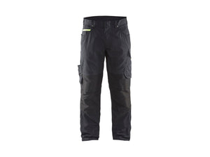 Service Work Trousers with Stretch - Black/Hi-vis yellow - 30R