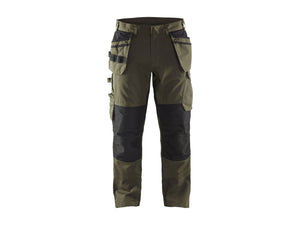 Service Work Trousers with stretch and tool pockets - Dark olive green/Black - 30R
