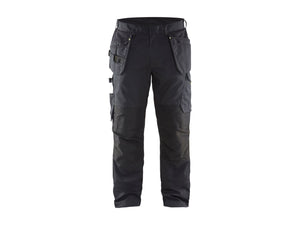 Service Work Trousers with stretch and tool pockets - Black/Hi-vis yellow - 30R