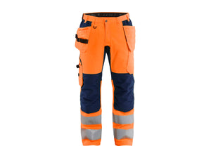 Hi-Vis Work Trousers with Stretch - Orange/Navy blue - 30L