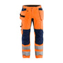 Hi-Vis Work Trousers with Stretch - Orange/Navy blue - 30L