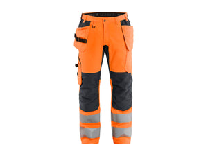 Hi-Vis Work Trousers with Stretch - Hi-Vis Orange/Mid grey - 30L