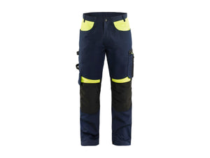 Craftsman Work Trousers - Dark navy blue/Hi-vis yellow - 30R