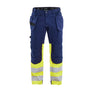 Hi-Vis Work Trousers with stretch - Navy blue/Hi-vis yellow - 30L