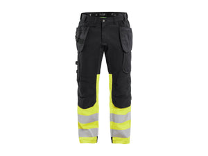 Hi-Vis Work Trousers with stretch - Black/Hi-vis yellow - 30L