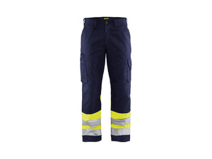 Hi-Vis Work Trousers - Navy blue/Hi-vis yellow - 30R