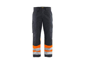 Hi-Vis Work Trousers - Mid grey/ Hi-Vis Orange - 30R