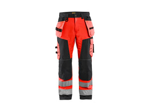 Hi-Vis Softshell craftsman Work Trousers - Red hi-vis/black - 30R