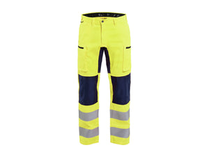 Hi-Vis Work Trousers with stretch - Hi-vis yellow/navy blue - 30L
