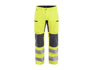 Hi-Vis Work Trousers with stretch - Hi-vis yellow/Mid grey - 30L
